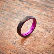 Embr Tungsten Damascus Ceramic With Color Black Tungsten Rings Womens Tungsten Rings Black Rings