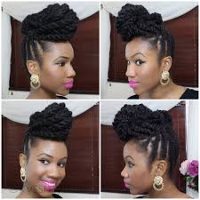 Braided Updo On Natural Hair Using Marley Hair Kyss My Hair Braided Hairstyles Updo Natural Hair Styles Natural Braided Hairstyles