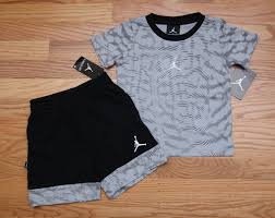 Black And Yellow Jordan Shirt Toddler Air Jordan Toddler Boy Tee Shorts Set Gray Black White Jumpman Toddler Tees Boy Toddler Boys Short Sets