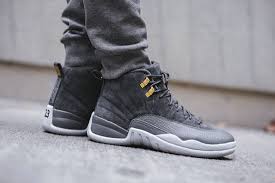 Black And Yellow Jordans 12 On Feet Air Jordan 12 Dark Grey Up Close And On Foot Sneakers Men Fashion Air Jordans Sneakers