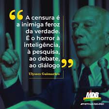 MDB no Senado - O nosso #tbt de hoje é com as sábias palavras de Ulysses  Guimarães⁣. ⁣ #pracegover - Foto de Ulysses Guimarães⁣ com a frase “A  censura é a inimiga