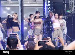 New York, USA. 05th July, 2023. Momo, Jihyo, Nayeon, Sana, Dahyun, Tzuyu,  Chaeyoung, Mina and Jeongyeon - Twice performs on NBC's Today Show at  Rockefeller Center in New York, NY on July