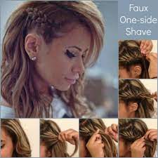 Faux One Side Shave Side Braid Hairstyles Hair Styles Side Braid With Curls