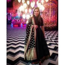 Pair it flats and minimal jewellery for stunning look in a group of people. Black Color Wedding Gown With Heavy Banarasi Dupatta