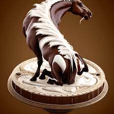 Chocolate Stallion Rearing Sculpture 24k · Creative Fabrica