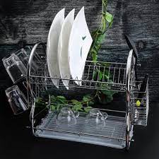 Again, the even spacing of the platters permits choosing the right dish drainer could give you a zen kitchen experience. Buy Royalford 2 Tier Stainless Steel Dish Drainer Rack Utensil Holder Drying Rack With Plastic Tray Online In Uae Wigme