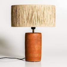 Terracotta Raffia Weave Table Lamp Creative Lighting Solutions Lamp Table Lamp Leather Decor