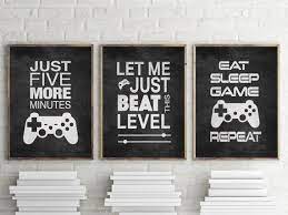 Set Of 3 Distressed Black And White Video Game Graphic Art Etsy Boys Game Room Gaming Wall Art Video Game Print