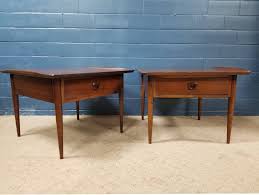 60s Mid Century Modern Bassett Pair End Tables Surfboard Side Walnut Vintage By Takefivevintage On Etsy Mid Century Design Mid Century Modern Mid Century