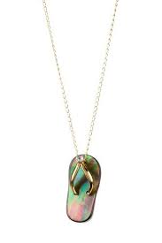14k Yellow Gold Black Mother Of Pearl Diamond Flip Flop Necklace Pearl Diamond Black Mother Necklace