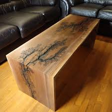 This awesome slate topped and huge coffee table was refinished with love for my best friend. I Made A Waterfall Edge Coffee Table With A High Voltage Burn Pattern Pics