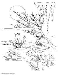 Gorgeous spring coloring pages for kids and adults to color, including beautiful flowers, cute baby animals, easter eggs, rainy day pictures, and more! Early Spring Coloring Page Coloring Pages Printable Com