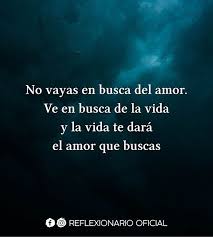 No Vayas En Busca Del Amor Ve En Busca De La Vida Y La Vida Te Dara El Amor Que Buscas Frases De La Vida Frases De Aprendizaje Frases Motivadoras