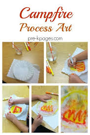 Your preschool picassos will have a chance to practice counting and sorting on their way to a finished product they will be proud to show off. Campfire Process Art For A Camping Theme Pre K Pages Camping Theme Preschool Camping Theme Classroom Camping Preschool