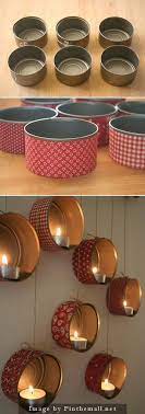 Recycled Cat Food Tuna Cans Turned Into Candle Holders This Would Be Great Outside For A Party Attach To A Fence Your Ho Can Crafts Household Decor Cat Food