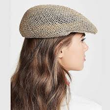 straw newsboy cap