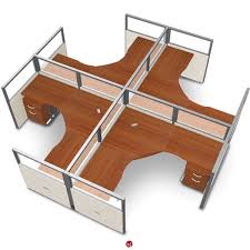 The Office Leader 4 Person L Shape Office Desk Cubicle Cluster Workstation Vinyl Panels L Shaped Office Desk Workstation