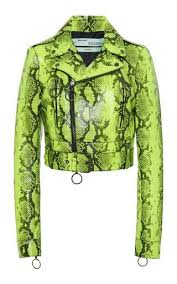 Python Cropped Leather Biker Jacket By Off White C O Virgil Abloh Ss19 White Leather Jacket Jackets For Women Clothes