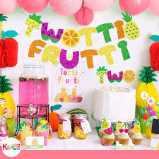 This cute design would add nice decorations for korean themed party. Buy Tutti Frutti Birthday Decorations Twotti Frutti Banner 2nd Birthday Cake Topper Fruit Shaped Balloons For Second Birthday Party Supplies Online In South Korea B082p217gn