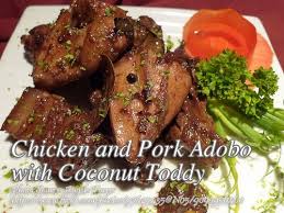 Chicken And Pork Adobo With Coconut Toddy Panlasang Pinoy Meaty Recipes In 2020 Pork Adobo Chicken Pork Recipe Adobo