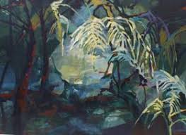 Reviewed By Nathan Moshinsky In December 2012 A Study In Acrylic On Canvas Of A Circle Of Light Coming Through A Dark Thicket Of Ferns And Trees This Painting