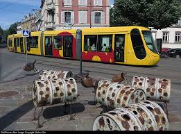 Art And Tramway Special Sheeps In Town Near The Station Porte Haute Mulhouse Light Rail France