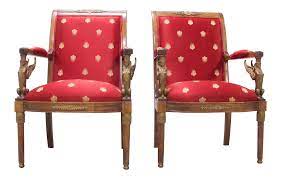 Following typical neoclassic patterns, console chairs became substantial, had upholstered backs, and shared many similar features as directoire. Vintage Mid Century Empire Style Chairs A Pair On Chairish Com Chair Empire Furniture Decor Guide