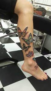 3d Butterfly Tattoos On The Shin Butterfly Leg Tattoos Butterfly Tattoos For Women Tribal Tattoos