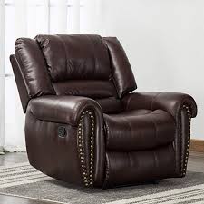 Anj Leather Recliner Chair Breathable Bonded Classic And Traditional 1 Seat Sofa Manual Recliner C Manual Recliner Chair Recliner Chair Leather Recliner Chair