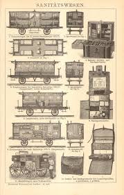1905 Ambulance Trains Orginal Antique Engraving To Frame Antique Prints Train Ambulance