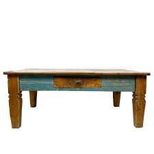 Blue bartol coffee table with storage. Primitive Coffee Table Blue Paint Housatonic Trading Co