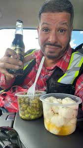 having a picnic alone in car