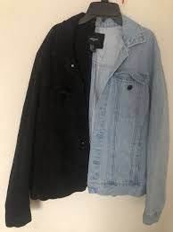 Half Black And Blue Denim Jacket Half And Half Jean Jacket For Sale In Houston Tx Offerup Black Jean Jacket Jean Jacket Jackets