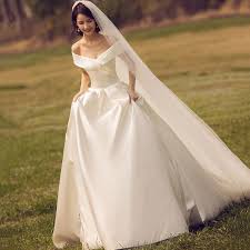 Ericdress Off The Shoulder Cathedral Train Ball Gown Wedding Dress Ball Gowns Wedding Wedding Dresses Satin Satin Wedding Dress