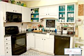 Utilizing black cabinets within your kitchen. Open Cabinets With White Aqua Lime Green Silver Accents Mom 4 Real