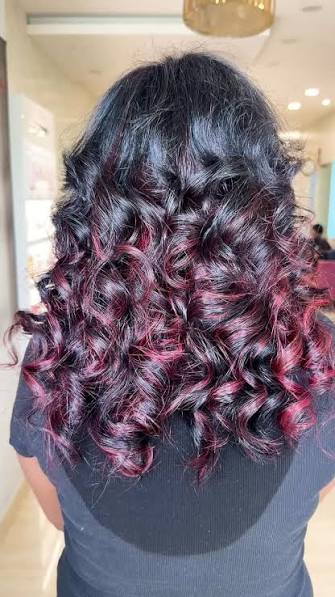 ✨ Curly hair + Magenta Red = Pure Fire ❤️‍🔥, Bold, vibrant & full of attitude!, These curls are shining with the perfect magenta red transformation 😍, Soft curls, glossy finish & a color that turns ...
