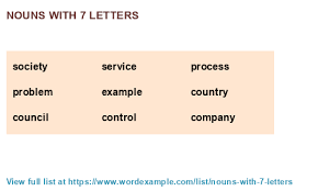 Below are total 215 words made out of this word. Nouns With 7 Letters 1 000 Results