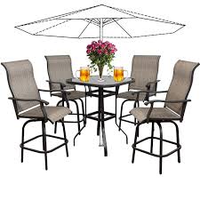 Bar height table and stool set set includes table and 4. 5pcs Patio Swivel Bar Set All Weather Outdoor Furniture Height Bistro Bar Chair Table Set With 360 Degree Swivel Suitable For Yard Backyard And Garden Walmart Com Walmart Com