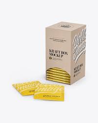Download Kraft Box W Sachets Mockup In Box Mockups On Yellow Images Object Mockups Packaging Mockup Tea Packaging Design Sachet