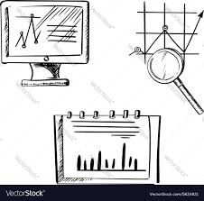 Monitor Notebook And Business Chart Sketches