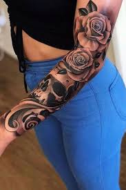 35 Beautiful Rose Tattoo Ideas For Women Rose Tattoo Sleeve Sleeve Tattoos For Women Badass Tattoos