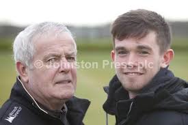 26820389-Picture Toby Wiliams: : Hibs legend Pat Stanton meets Sam Stanton,  who is thought to be featuring for Hibs this weekend.