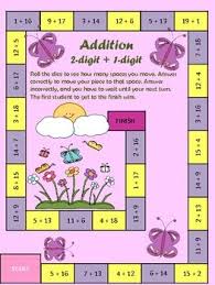 Ccss.math.content.1.oa.a.1 use addition and subtraction within 20 to solve word problems involving situations of adding to, taking from, putting together understand and apply properties of operations and the relationship between addition and subtraction. Spring Math Game Addition 2 Digit Plus 1 Digit Free Math Lessons Spring Math Spring Math Games