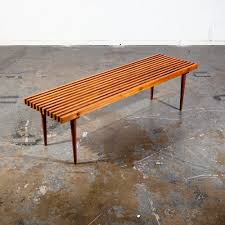 This modern slat coffee table is a great beginner project: Mid Century Modern Slat Bench Coffee Table Vintage Entry Wood George Nelson Mcm Wide Solid Wood Restored Mid Century Sacramento