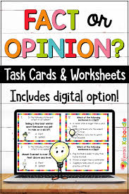 Fact And Opinion Anchor Chart And Task Cards Activities With Digital Option Fact And Opinion Worksheet Fact And Opinion Task Cards