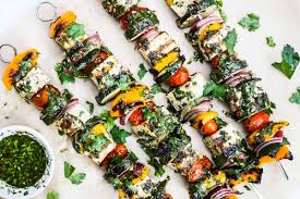 Date salad at panini kabob grill chicken kabob, date salad ($2 up charge), pilaf. Tofu Skewers With Chimichurri Sauce Grateful Grazer
