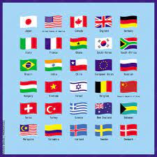世界の主な国旗のセット 一覧表 イラスト ベクター World Major Flag Set List Illustration Vector  Векторный объект Stock | Adobe Stock