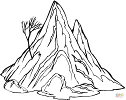 coloriage montagne avec arbre denude solitaire coloriages a imprimer gratuits de hyrogliphen