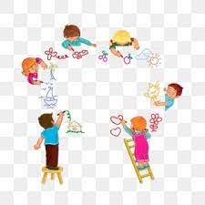 Vector Illustration Of Little Boys And Girls Draw With Colored Pencils Print Baby Little Kid Png And Vector With Transparent Background For Free Download Boy And Girl Drawing Girl Drawing Drawing