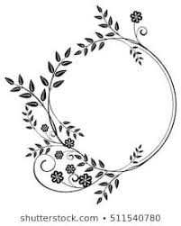 Black And White Wreath Graphic Black And White Round Frame With Floral Silhouettes Copy Space Vector Clip Art Black And White Frames Circle Frames How To Draw Hands
